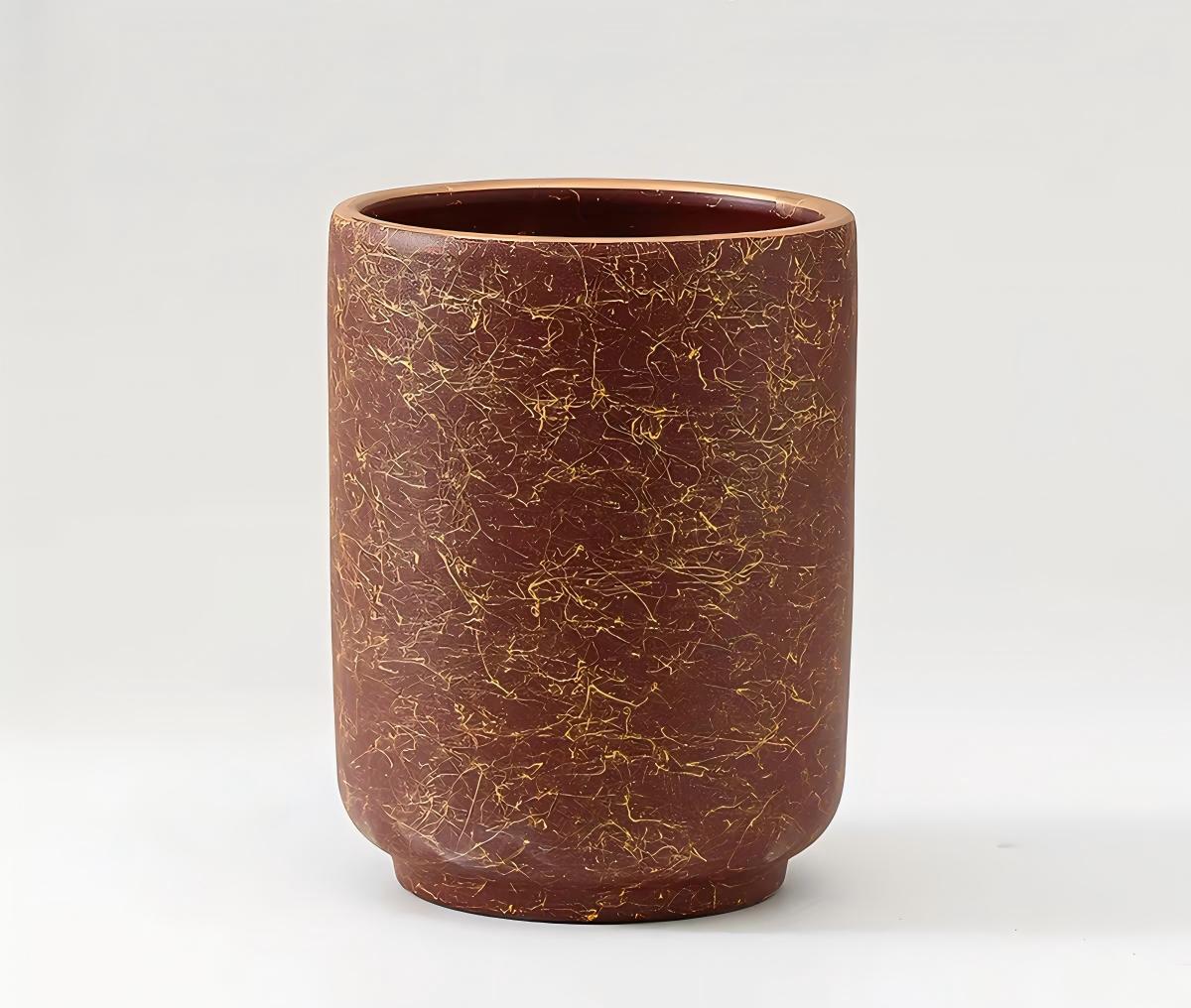 Gilded Lines — Ribbed Ceramic Vase