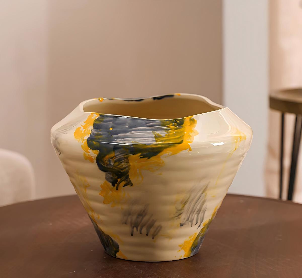 Golden Gesture — Abstract Ceramic Vase